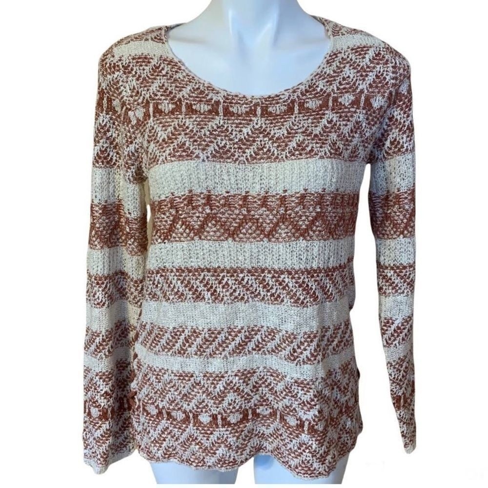 Knox Rose Striped Scoop Neck Long Sleeve Cozy Sweater Women‎ Size XXL